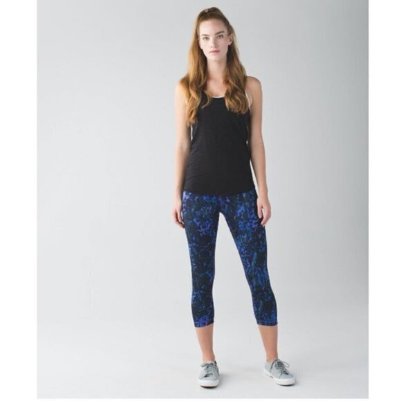 Lululemon Wunder Under Crop II Full On Luon‎ Floral Iris 2 - Picture 1 of 10